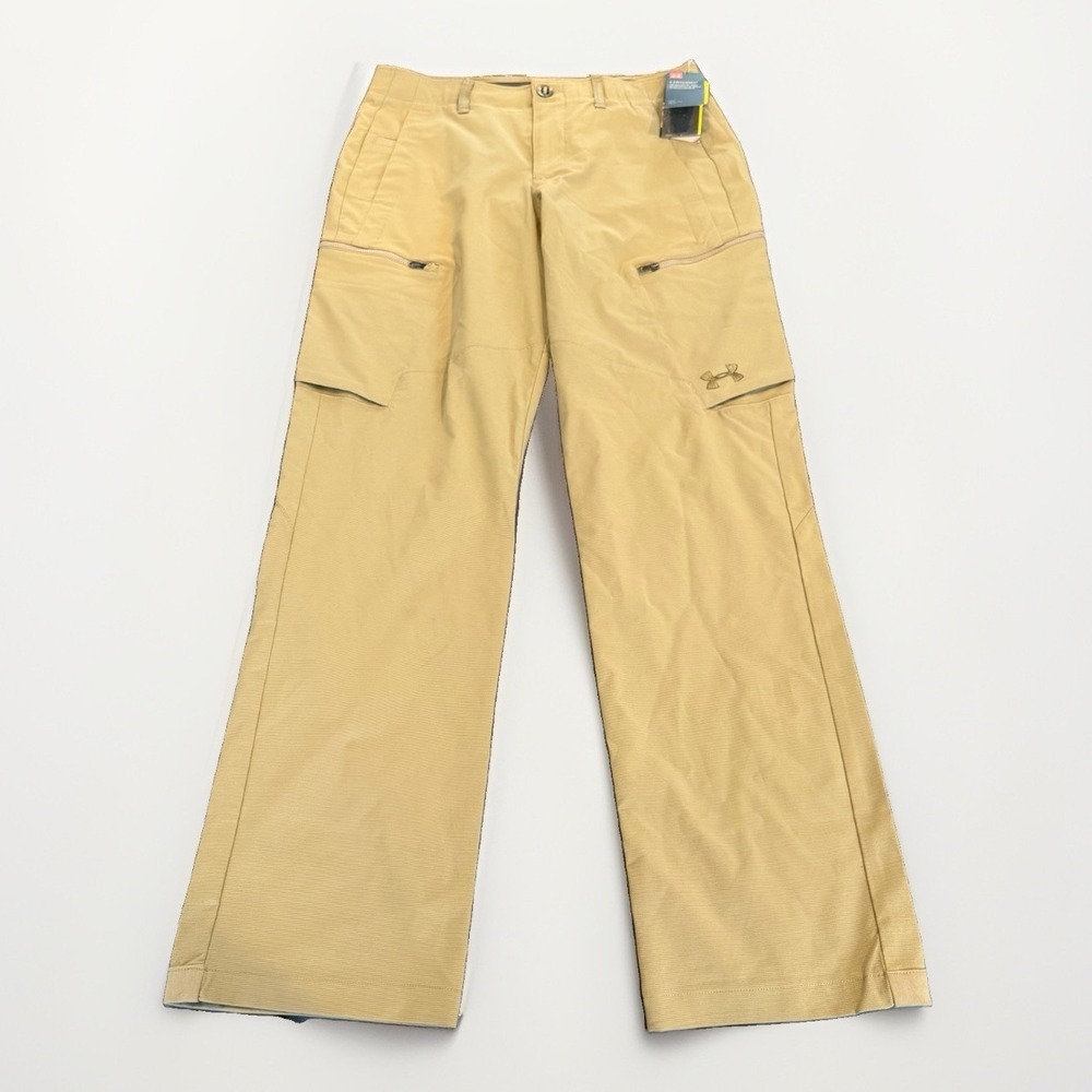 Under Armour Men's Tactical Pants Size 32x32 Storm Khaki Tan Zip Cargo NWT!